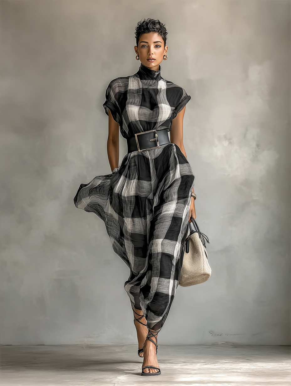 Sarah | Retro Plaid Maxi Dress