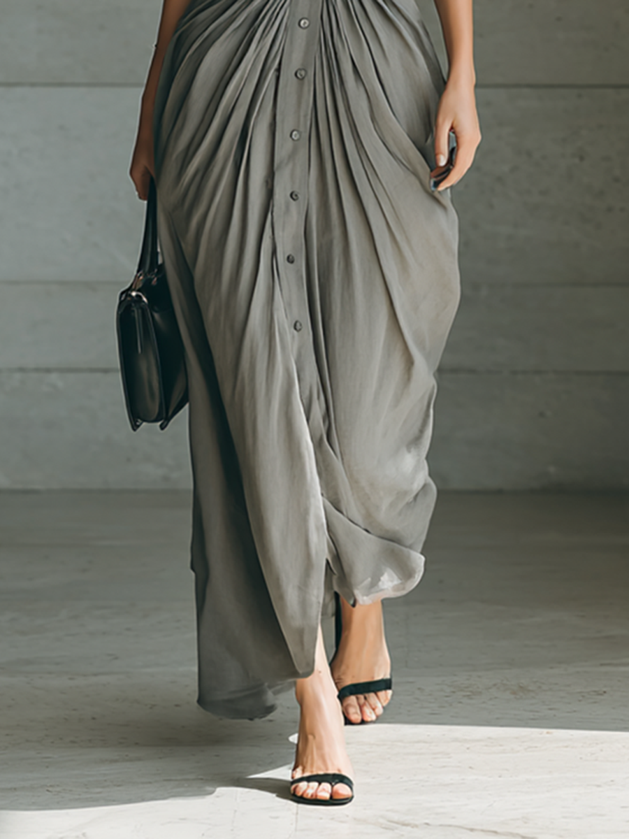 Evelyn | Elegant Button Down Maxi Dress