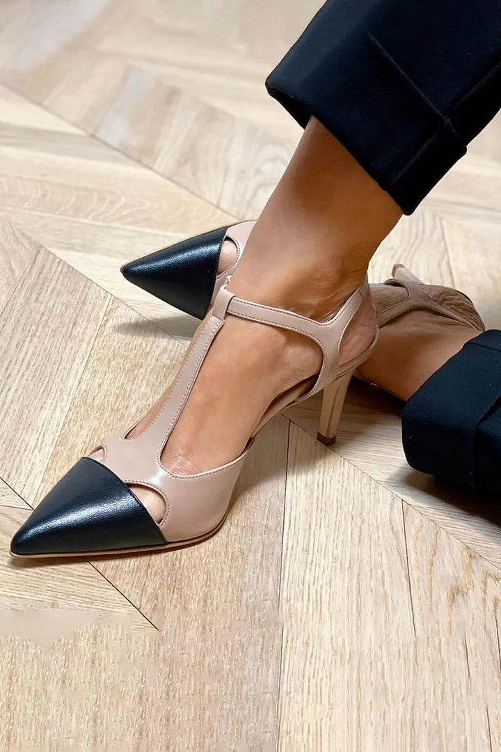 MIRELLA | Elegant Two-Tone Pointed Toe Court Shoe for a Sophisticated Style