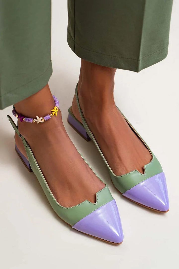 VITTORIA | Elegant ballet flats with pointed toes and two-tone details for a refined style