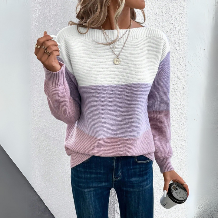 Clara | Elegant Three-Colour Patchwork Sweater