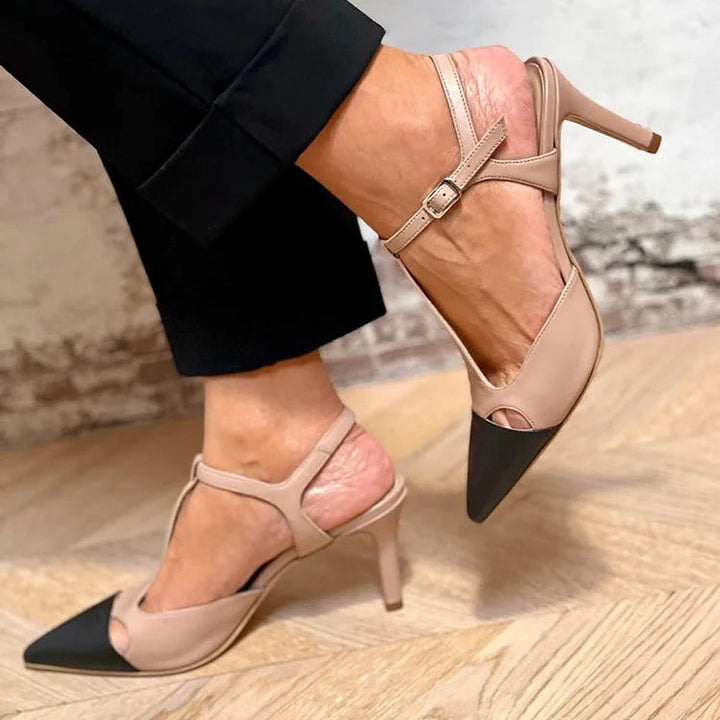 MIRELLA | Elegant Two-Tone Pointed Toe Court Shoe for a Sophisticated Style