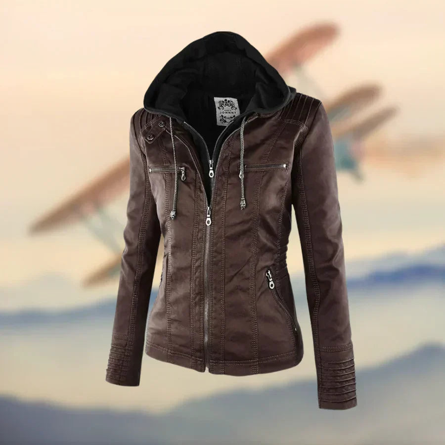 Florence | Elegant Zip-Up Jacket with Removable Hood for Women