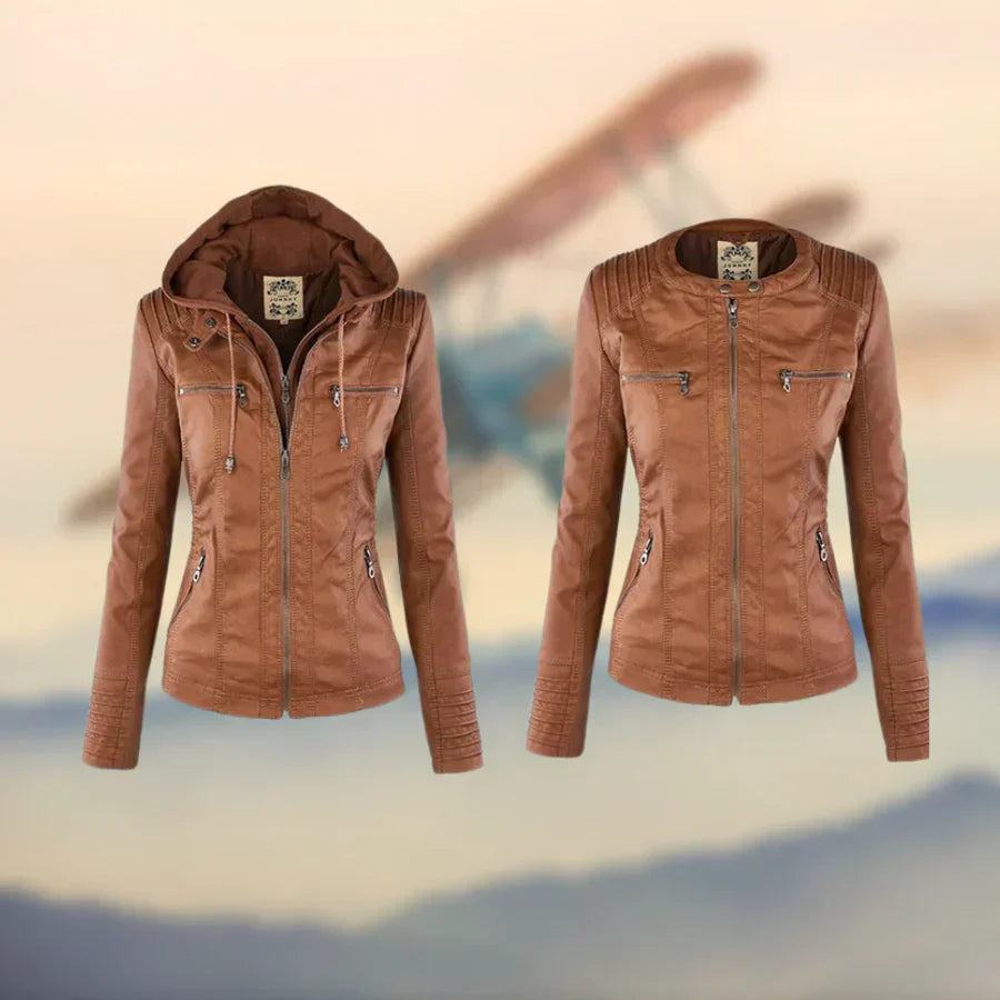 Florence | Elegant Zip-Up Jacket with Removable Hood for Women