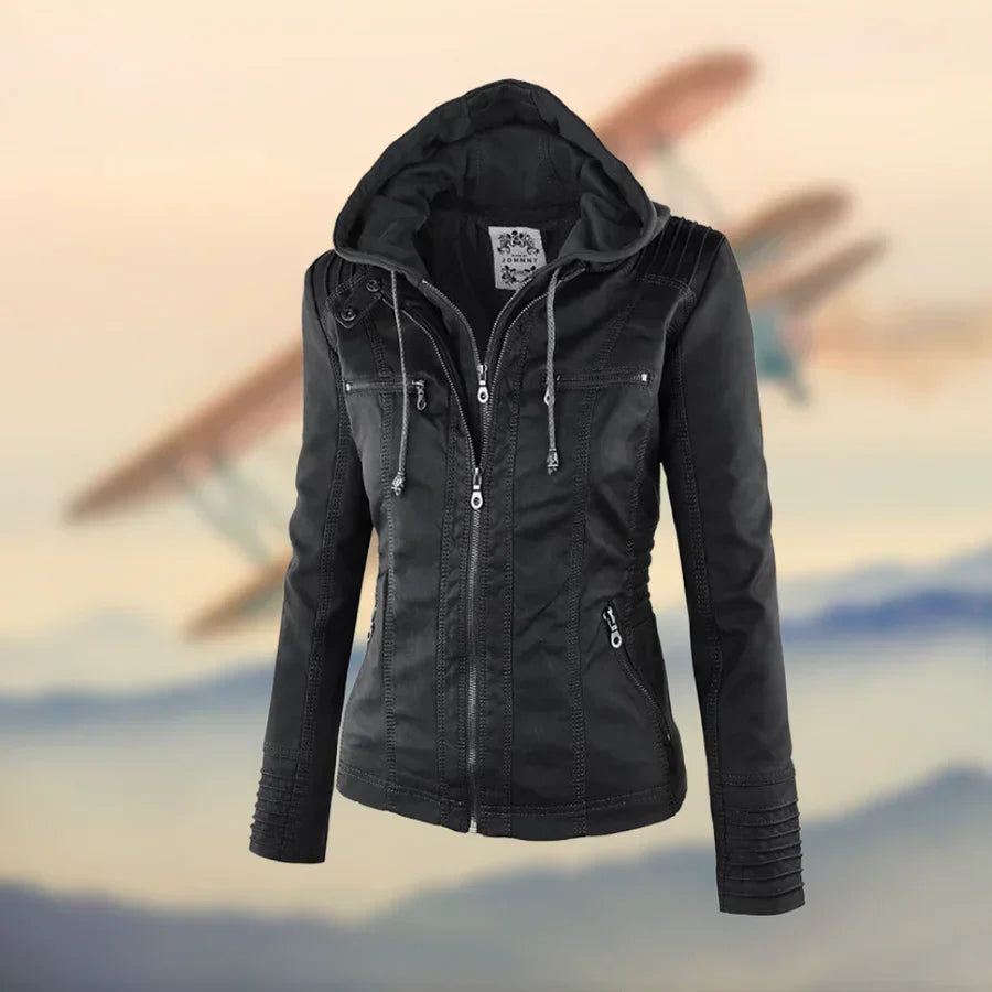 Florence | Elegant Zip-Up Jacket with Removable Hood for Women