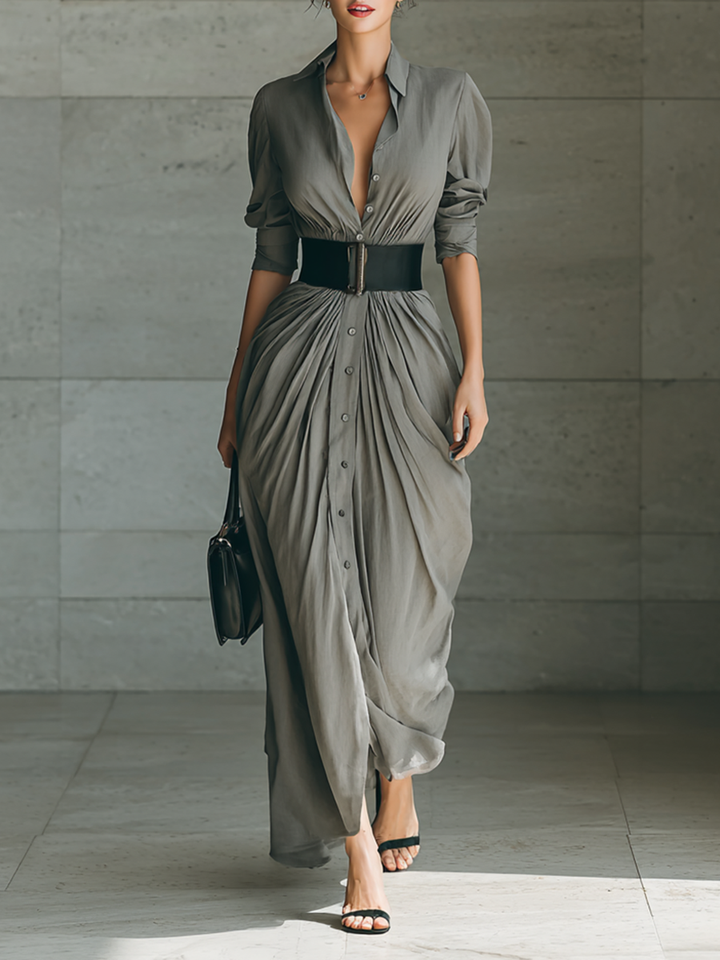 Evelyn | Elegant Button Down Maxi Dress