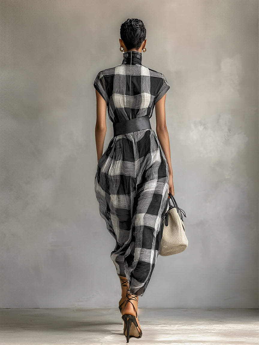 Sarah | Retro Plaid Maxi Dress