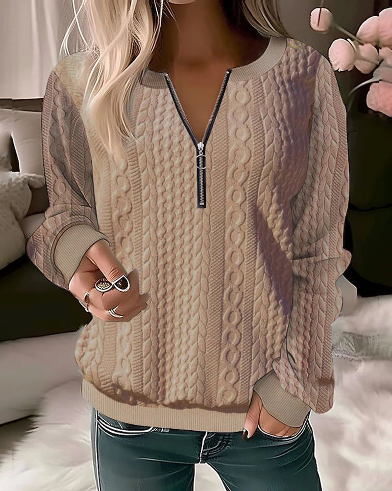 Melanie | Jumper with Cable Knit Print