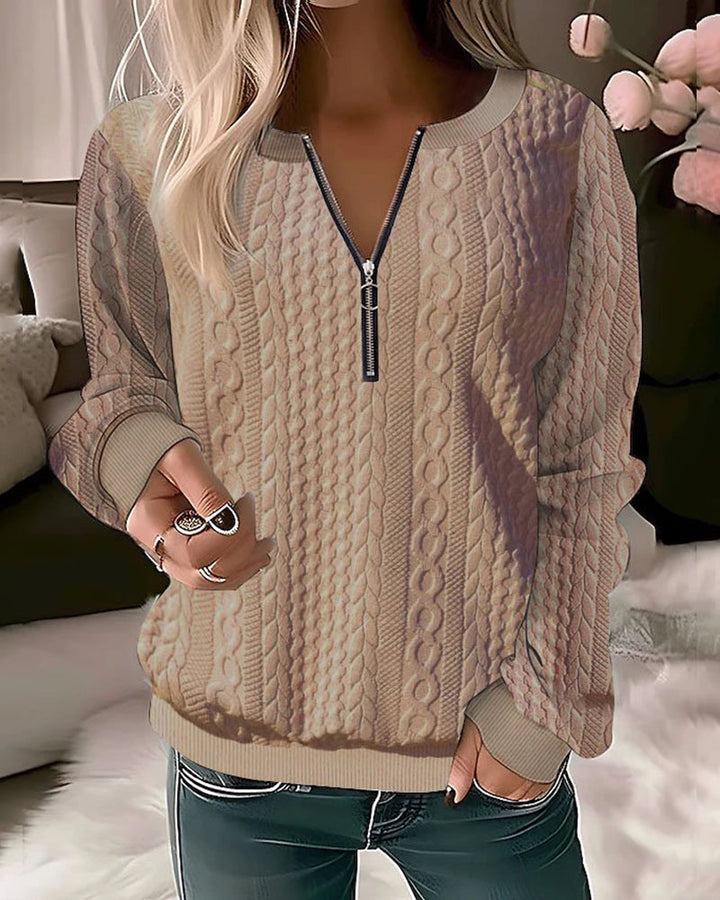 Melanie | Jumper with Cable Knit Print