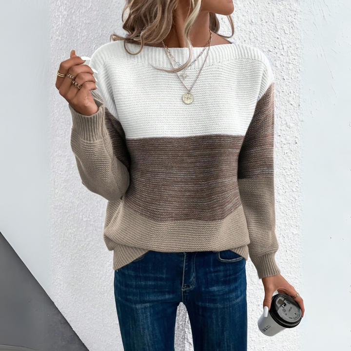 Clara | Elegant Three-Colour Patchwork Sweater