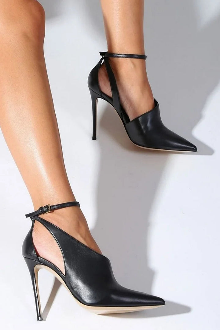 FLAVIA | POINTED TOE COURT SHOES WITH ANKLE STRAP