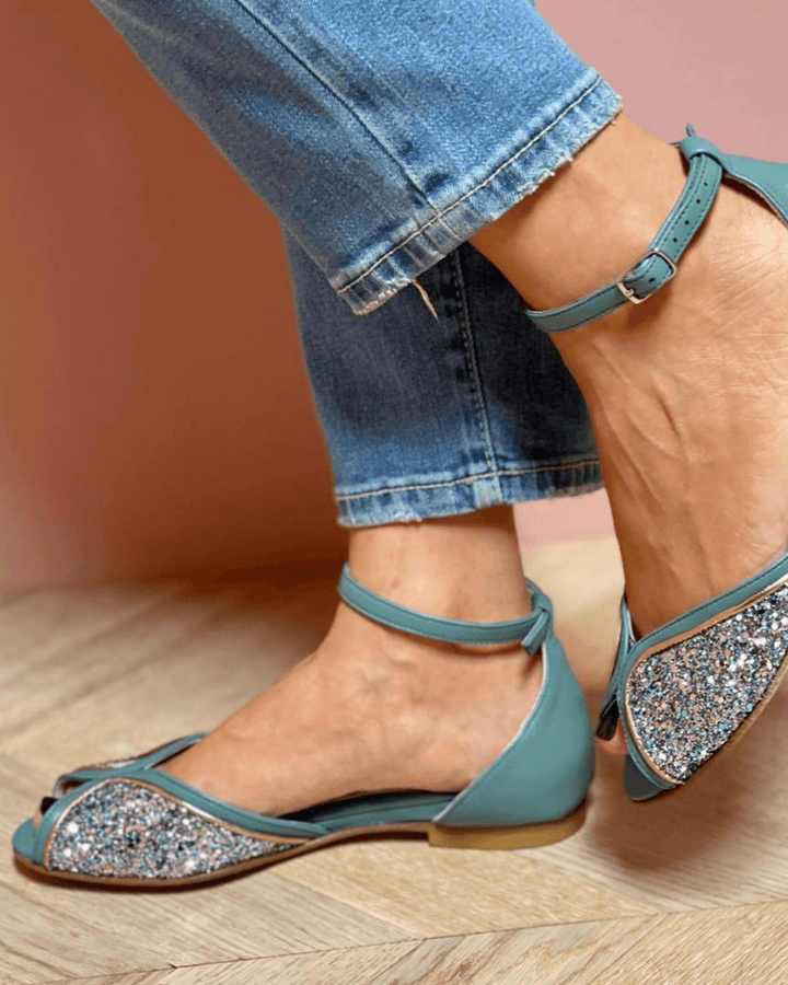 BRIGITTA | Elegant Low Glitter Sandals Perfect for Every Occasion