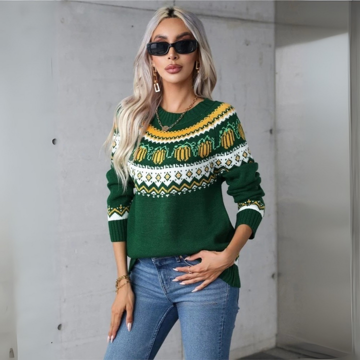 Lia | Casual Print Knitted Sweater
