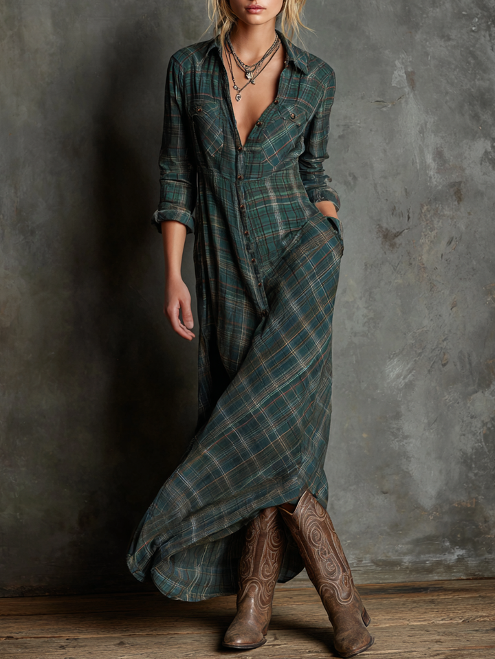 Jessa | Checkered Shirt Dress with Lapels