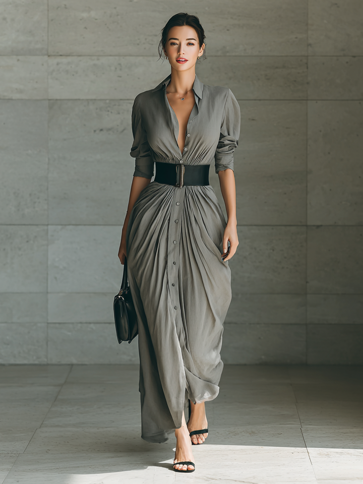 Evelyn | Elegant Button Down Maxi Dress