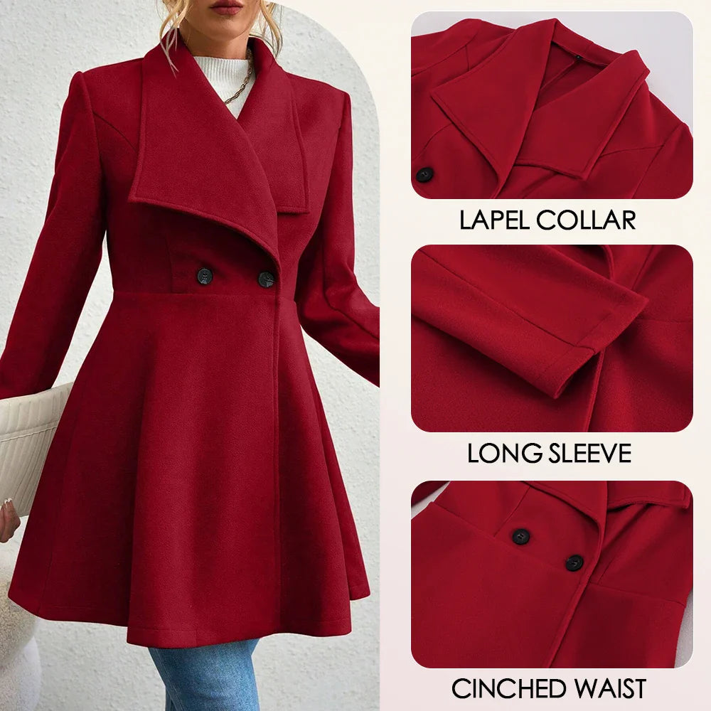 Anna | Winter coat with long sleeves and lapel collar