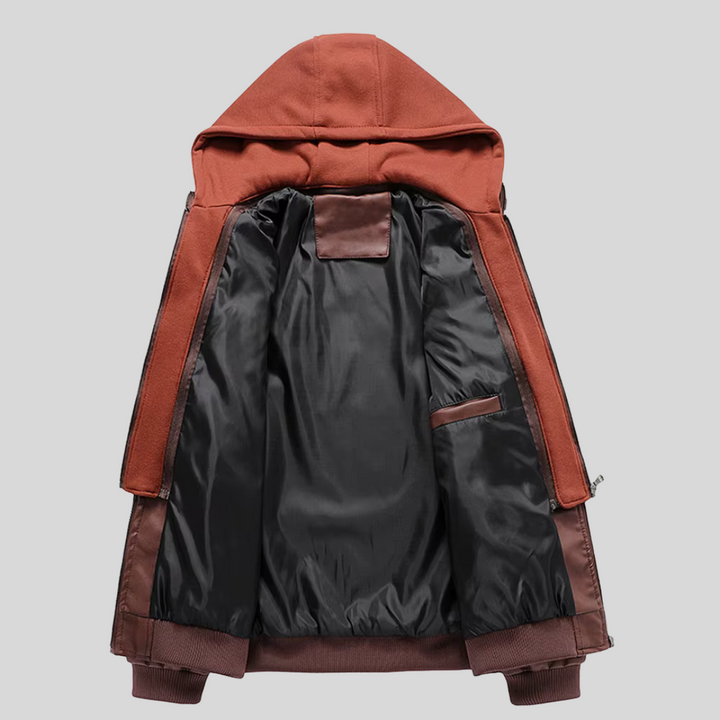 Barry | Leather jacket with detachable hood