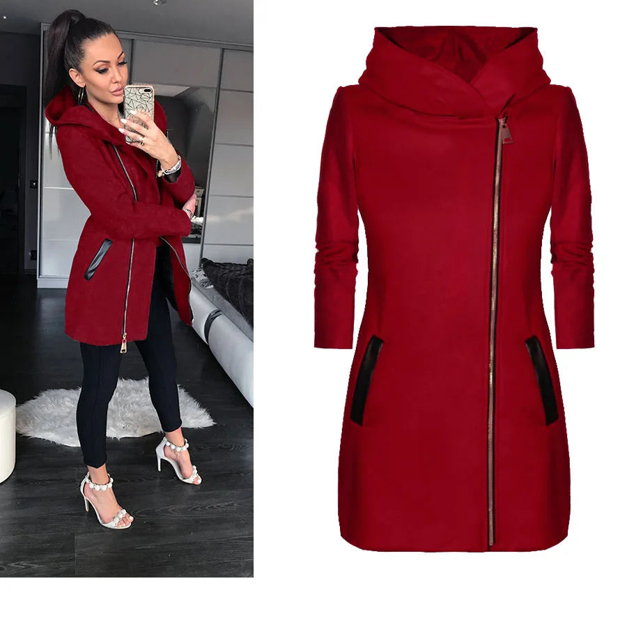 Delilah | Loose-fitting coat with hood and side zip