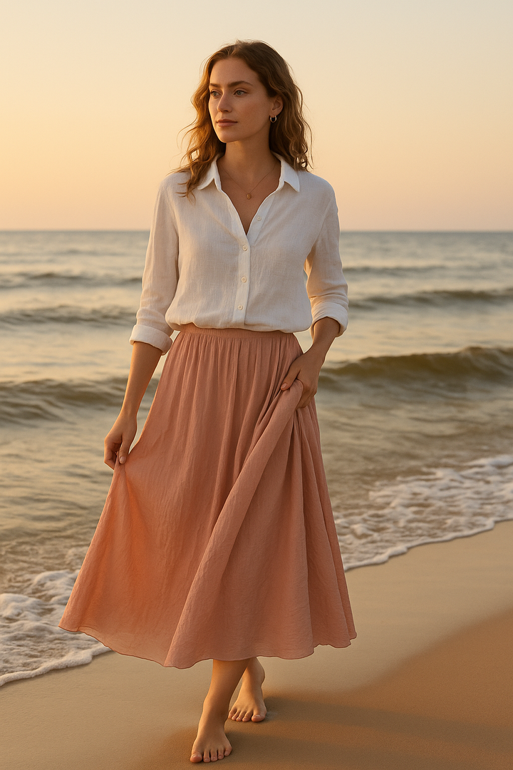 Inessa | Summer Maxi Skirt with Linen