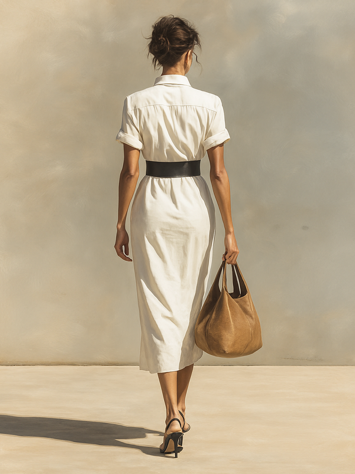 Massie | Women's Midi Dress with Short Sleeves