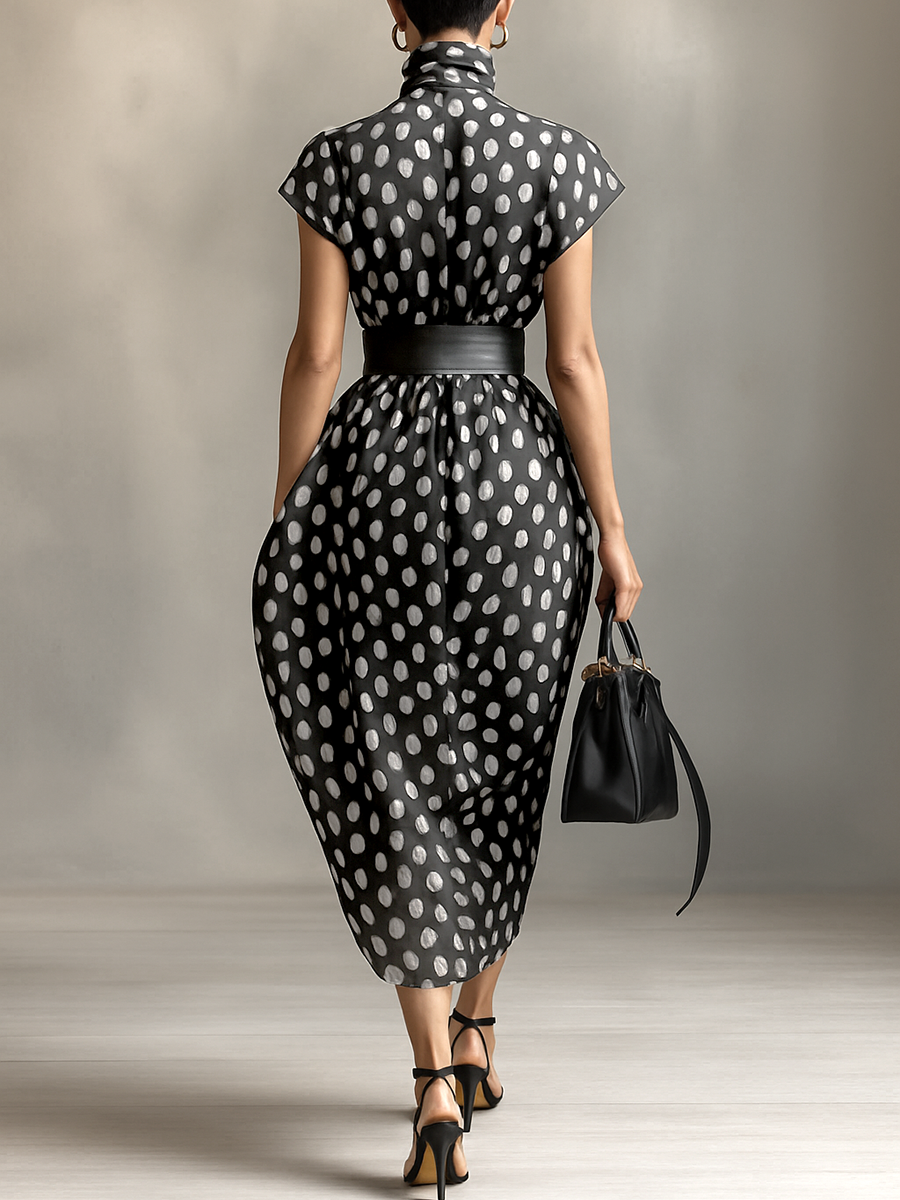 Amelia | Elegant Polka Dot Turtleneck Dress