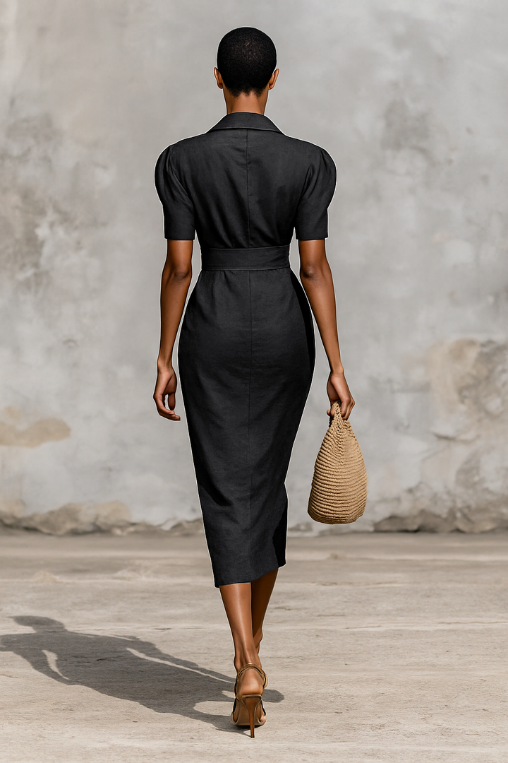 Melania | Short Sleeved V-neck Maxi Dress