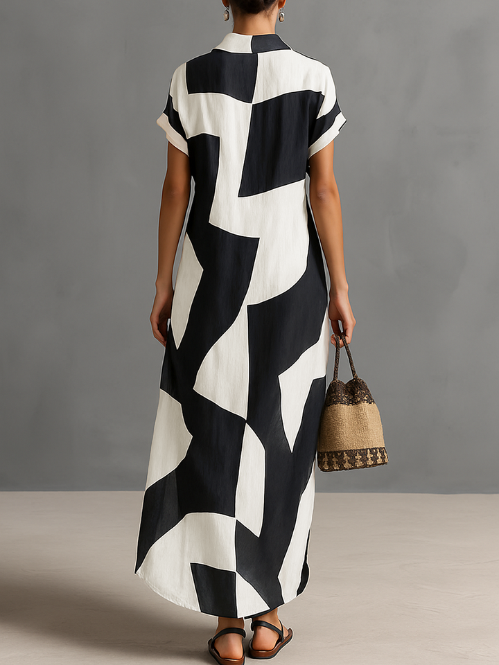 Aiah | Classic Geometric Print Maxi Dress