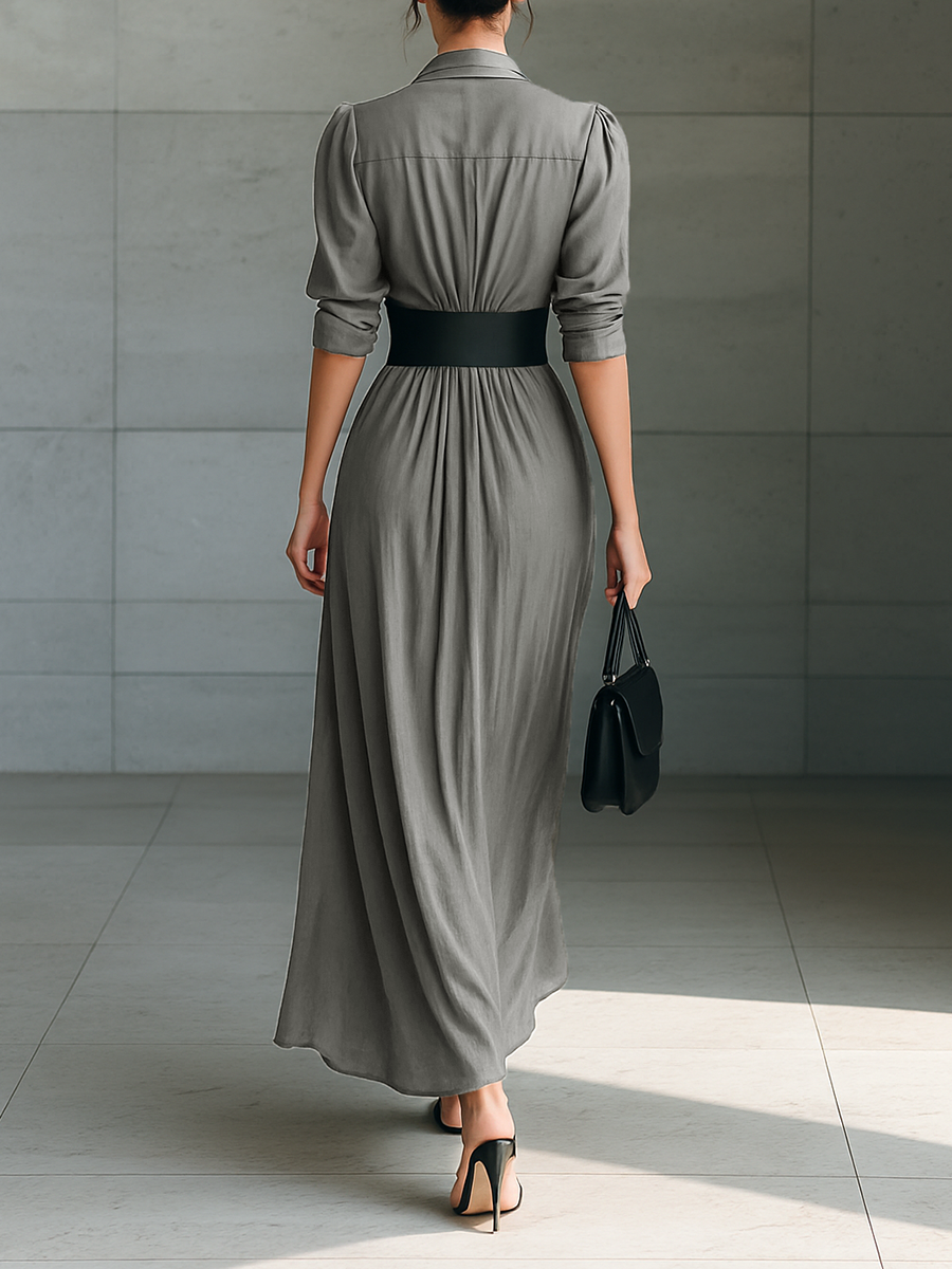 Evelyn | Elegant Button Down Maxi Dress