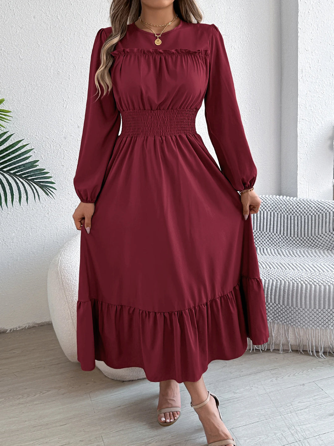 Teresa | Ruffled Longsleeve Midi Dress