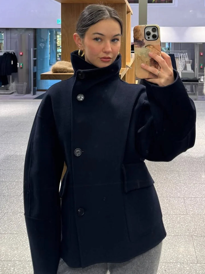 Beatrice | Elegant coat with a stand-up collar, button closure, and pockets