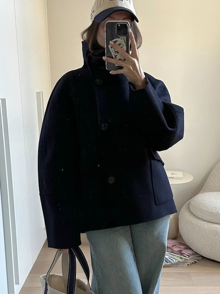 Beatrice | Elegant coat with a stand-up collar, button closure, and pockets