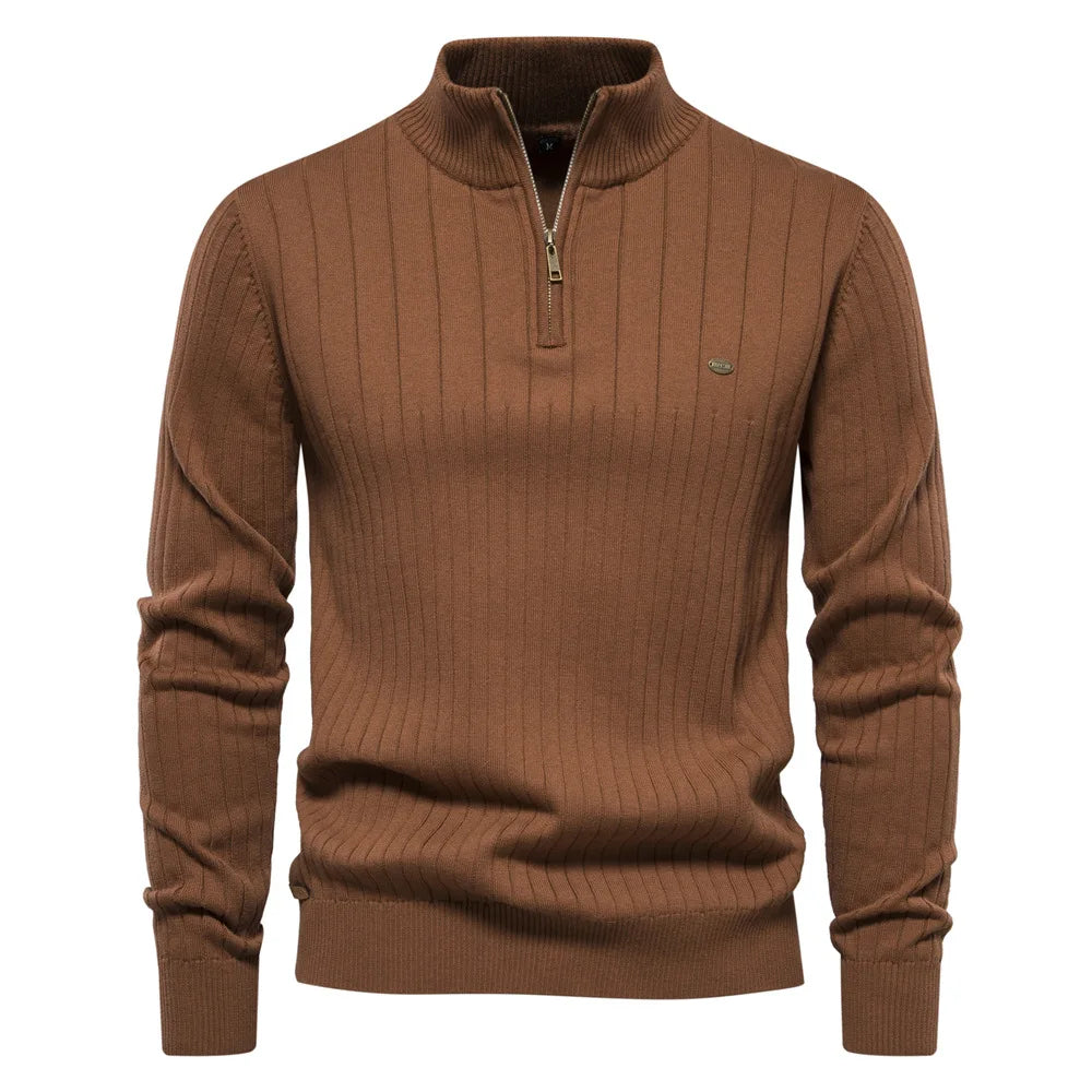 Robert | Quarter Zip Sweater with Stand-up Collar