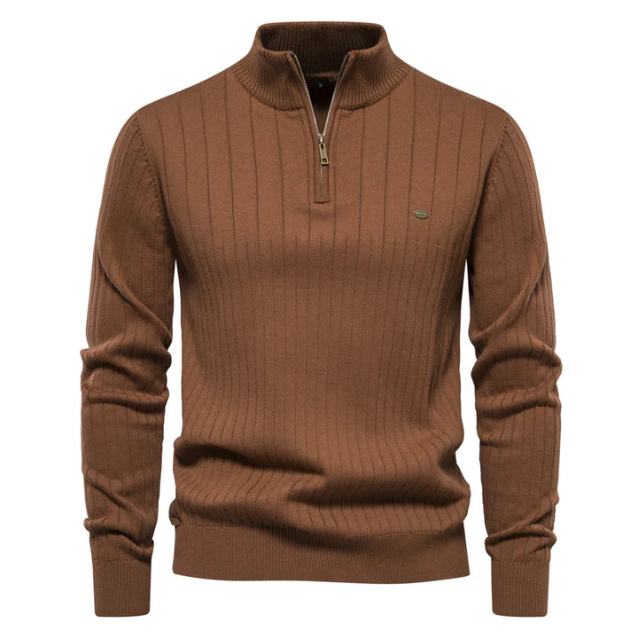Robert | Quarter Zip Sweater with Stand-up Collar
