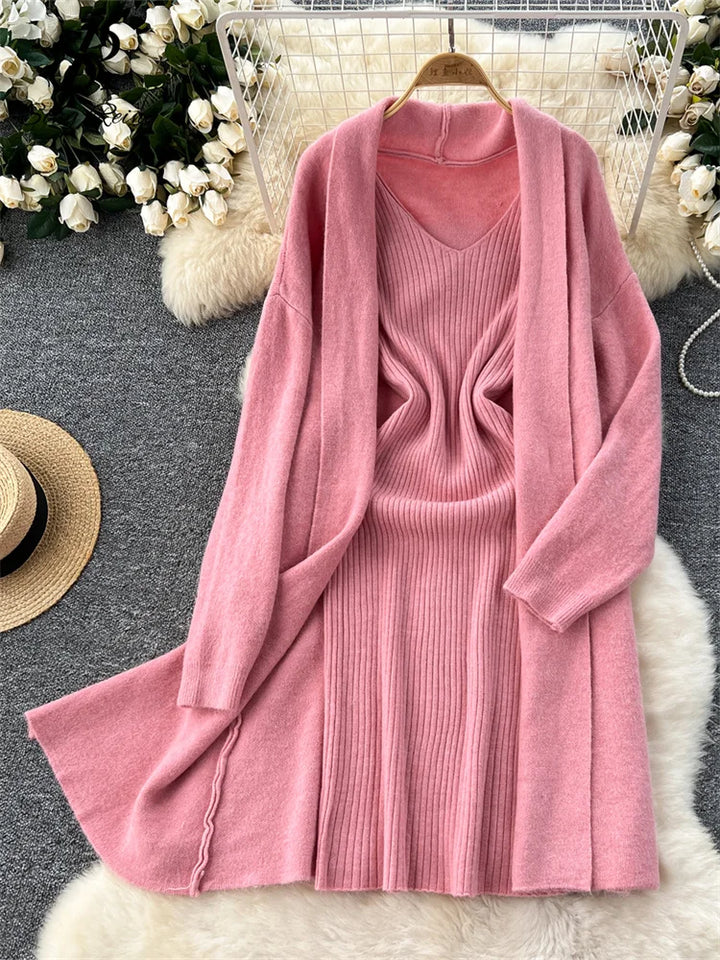 Jane | Casual Knitted Dress & Cardigan Set