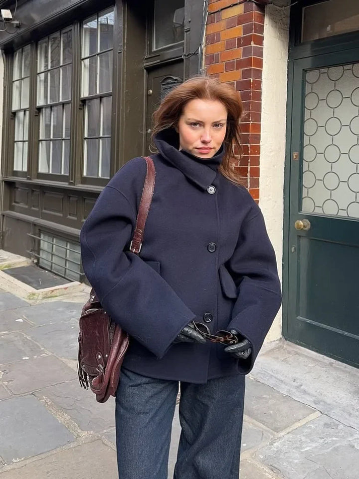 Beatrice | Elegant coat with a stand-up collar, button closure, and pockets