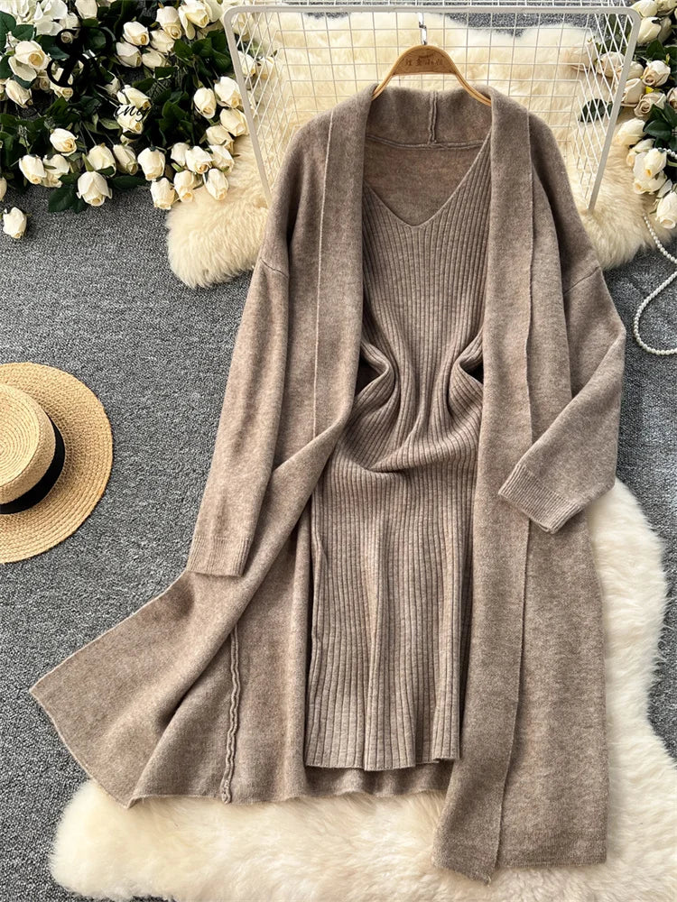 Jane | Casual Knitted Dress & Cardigan Set