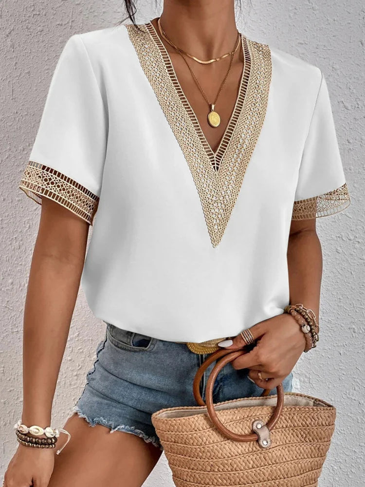 Davina | Elegant blouse with luxury lace details