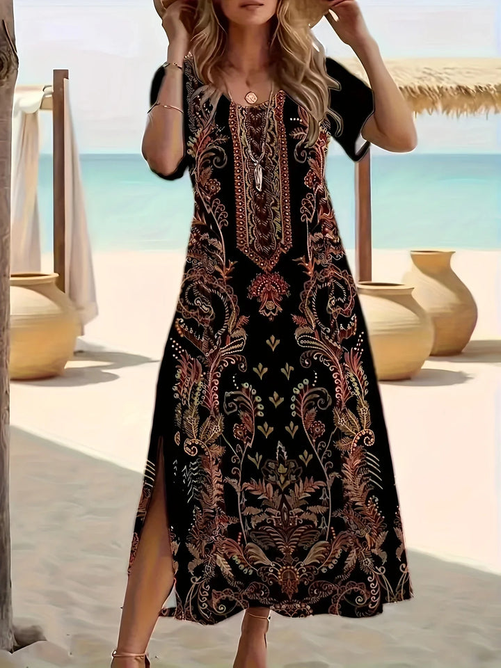 Ebony | Airy dress with artistic print