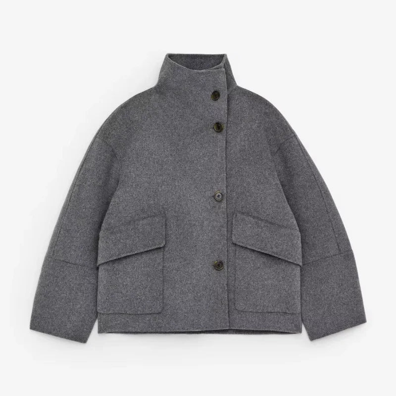 Beatrice | Elegant coat with a stand-up collar, button closure, and pockets