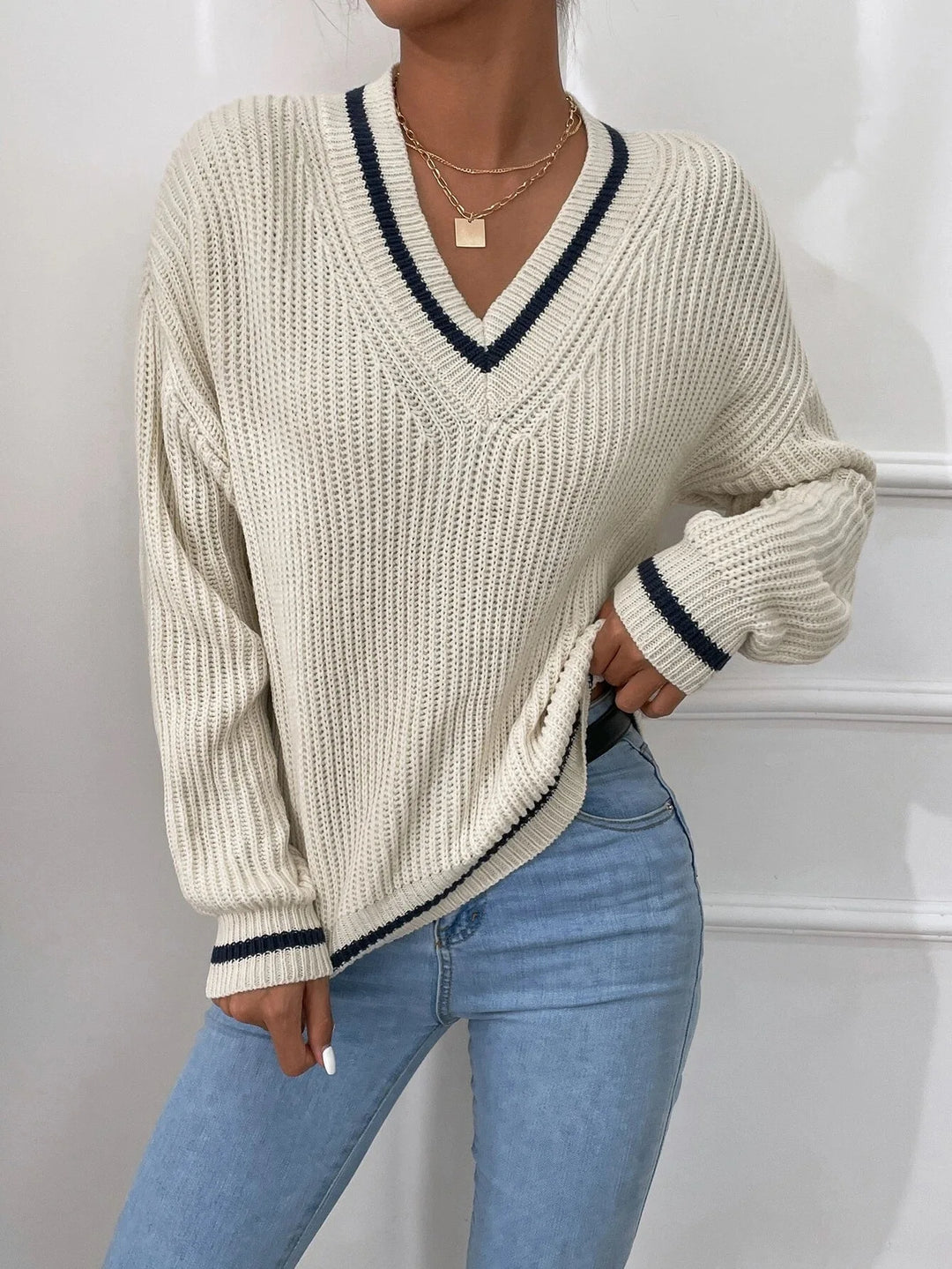 Marina | Striped Waffle Knit Jumper