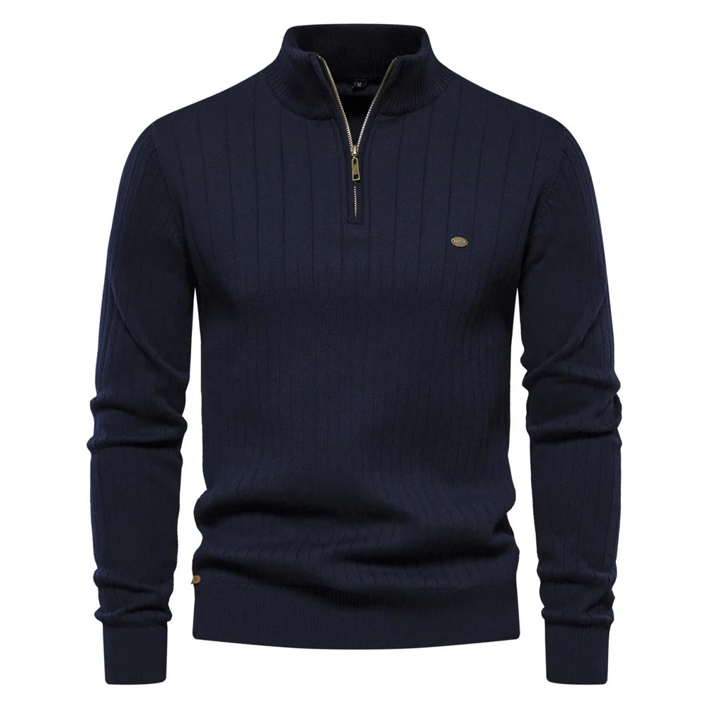 Robert | Quarter Zip Sweater with Stand-up Collar