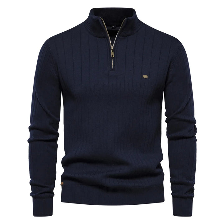 Robert | Quarter Zip Sweater with Stand-up Collar