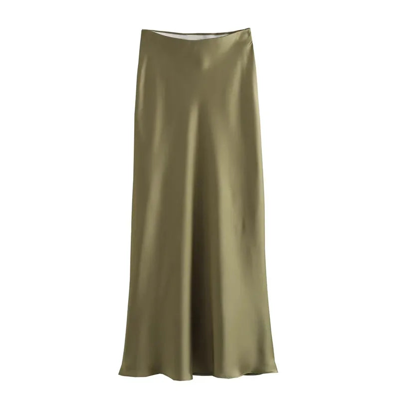 Drew | Timeless Satin Midi Skirt with a Luxurious Look