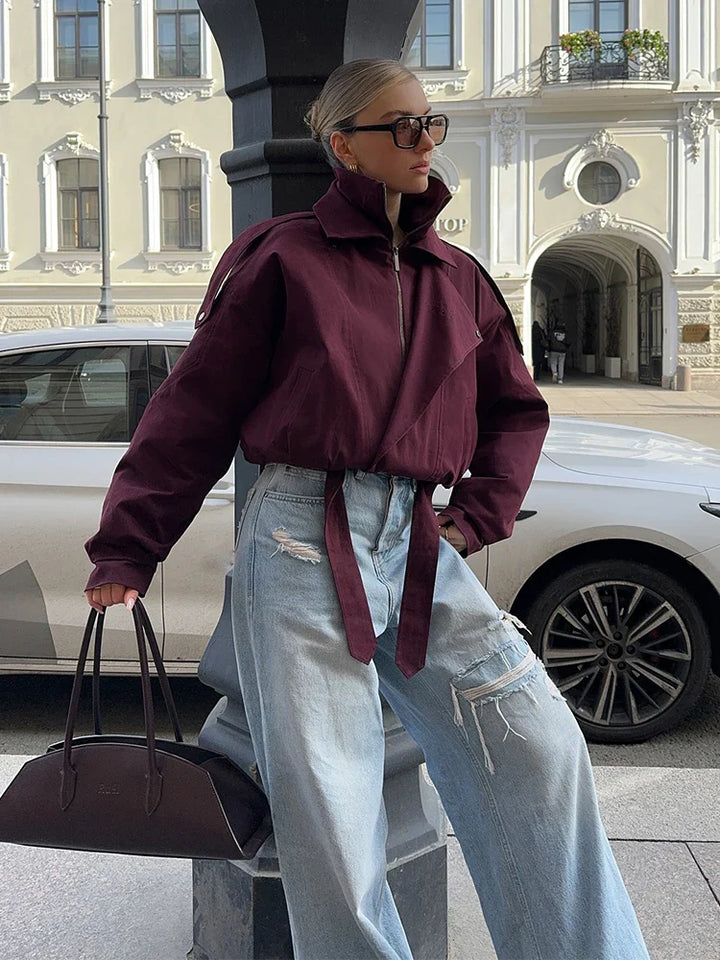 Matilda | Loose-fitting bomber jacket with zip and stand-up collar