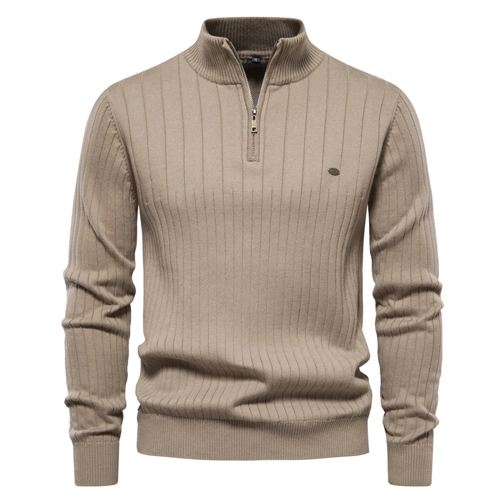 Robert | Quarter Zip Sweater with Stand-up Collar