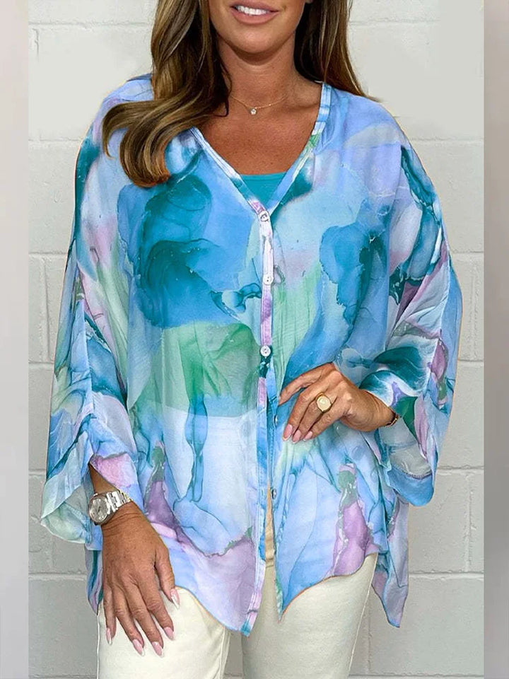 Steph | Elegant oversized blouse with watercolour print