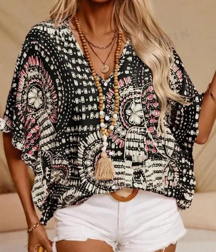 Ellaine | Boho blouse with vibrant print