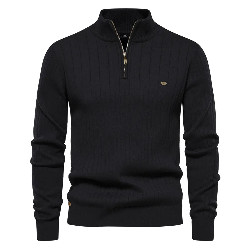 Robert | Quarter Zip Sweater with Stand-up Collar