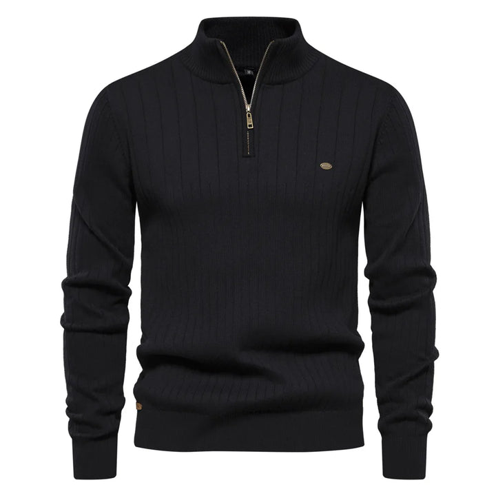 Robert | Quarter Zip Sweater with Stand-up Collar
