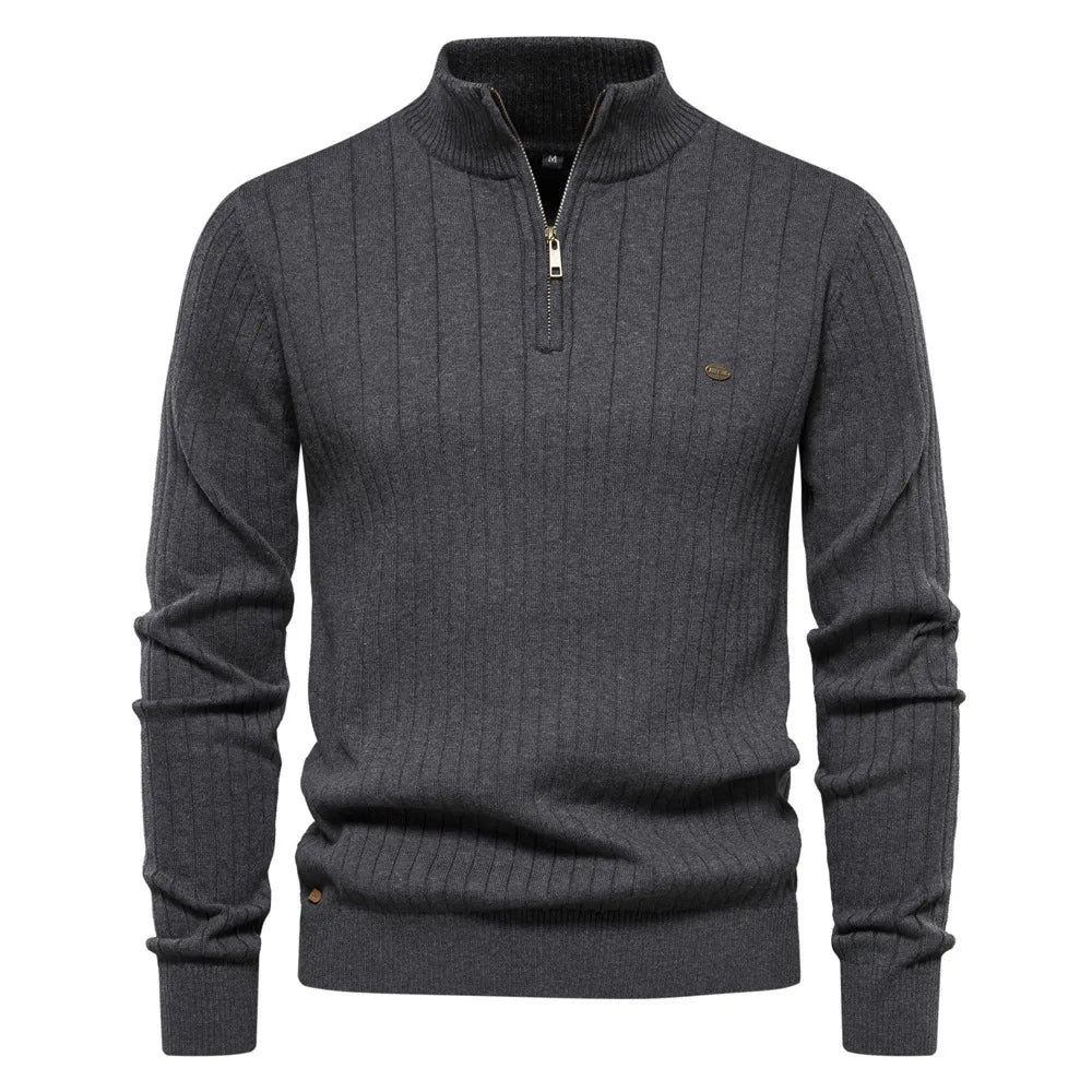 Robert | Quarter Zip Sweater with Stand-up Collar